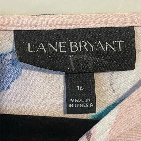 Lane Bryant Light Pink Floral Short Sleeve Dress size 16 tie waist - Picture 7 of 10